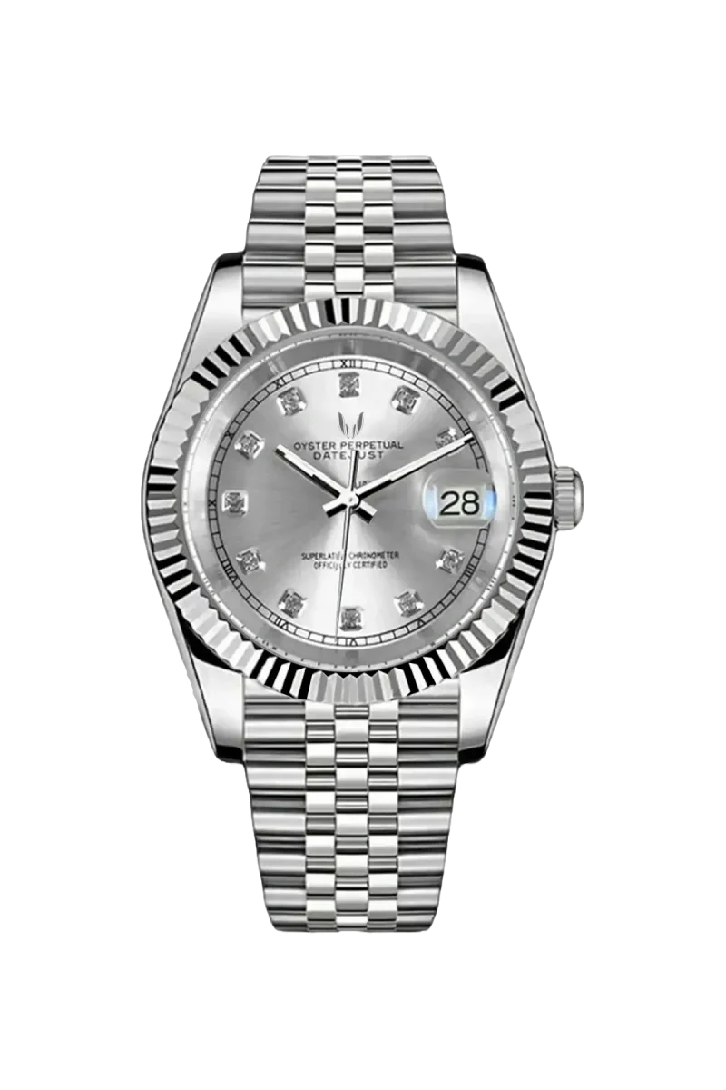Custom Datejust Silver Diamond